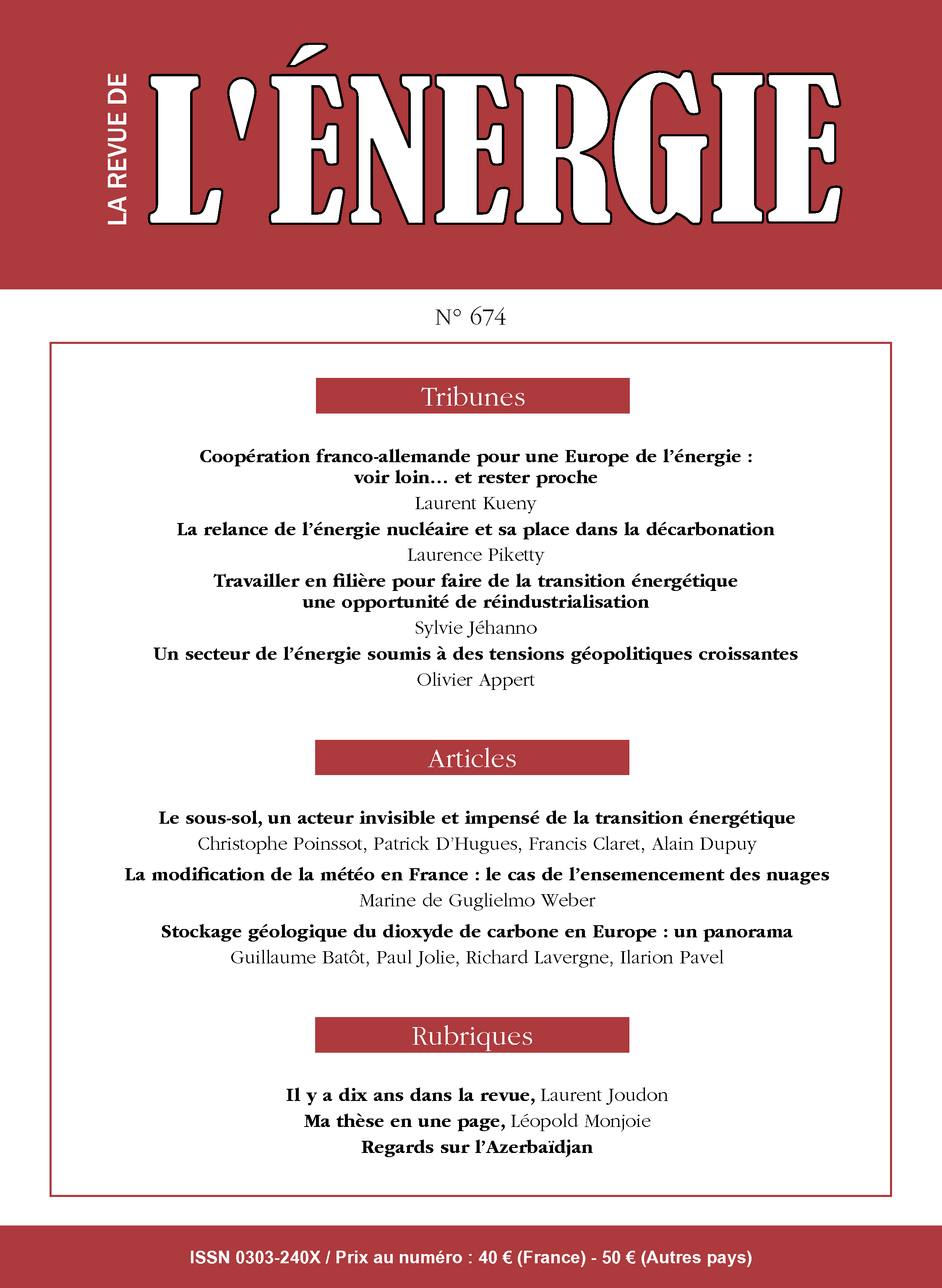 Lire la suite à propos de l’article Précommandez le n° 674 de La Revue de l’Énergie